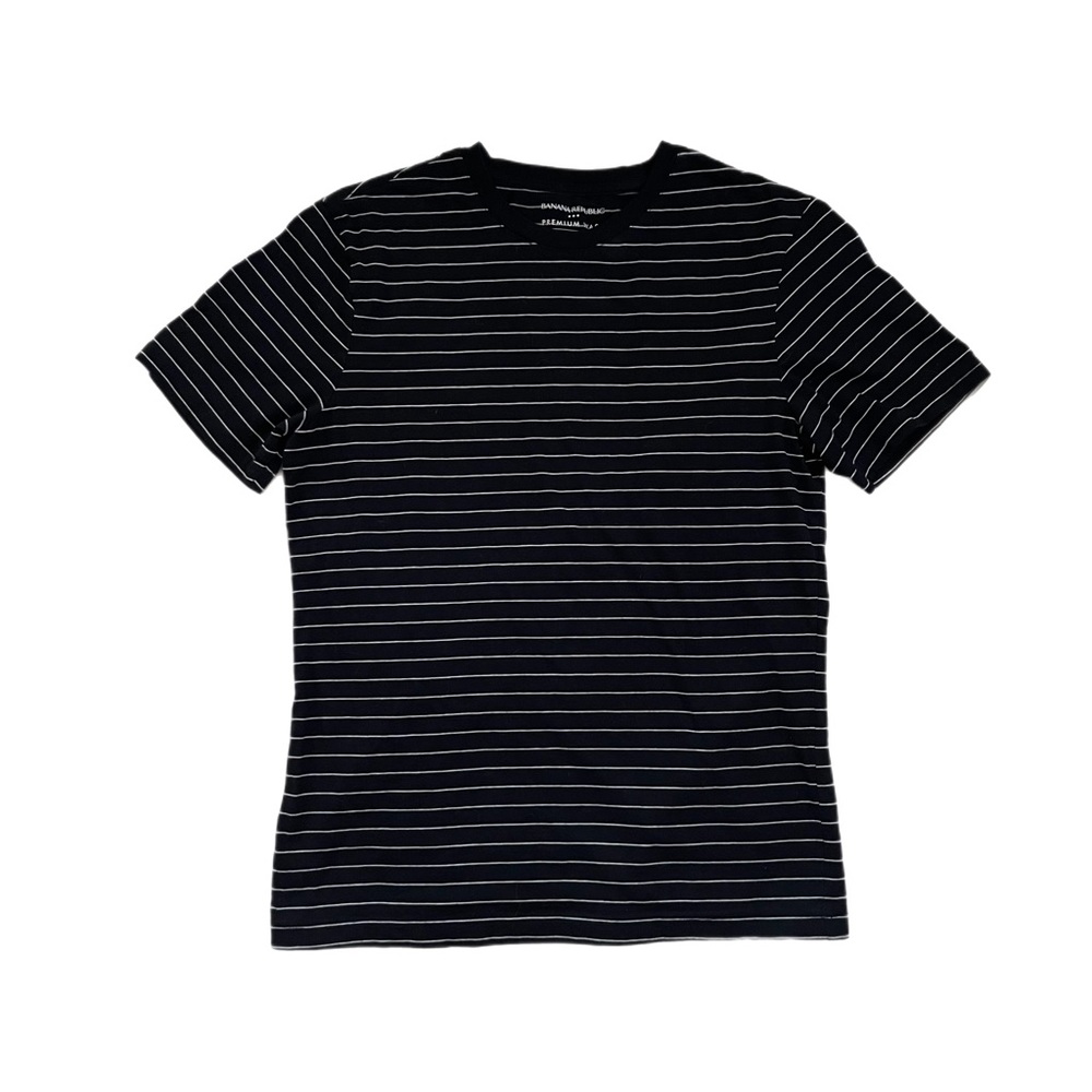 Banana Republic White and Blue Striped Short Sleeve T Shirt Size Medium